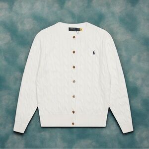 Ralph Lauren White Cable Knit Cardigan